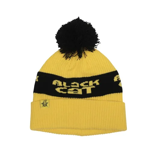 Black Cat Čepice Yellow Bobble Hat,Black Cat Čepice Yellow Bobble Hat
