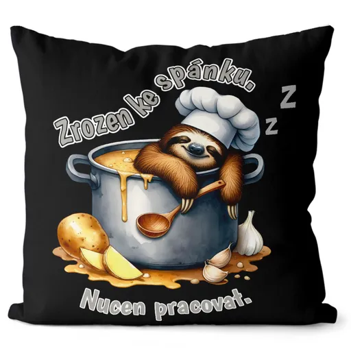 Polštář Zrozen ke spánku – kuchař (Velikost: 40 x 40 cm)