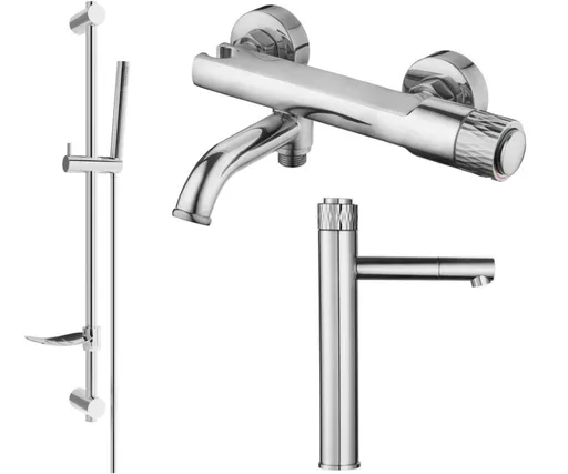 MEXEN/S Diamond DF70 Set umyvadlové a vanové baterie s příslušenstvím, chrom 71513DF70-00