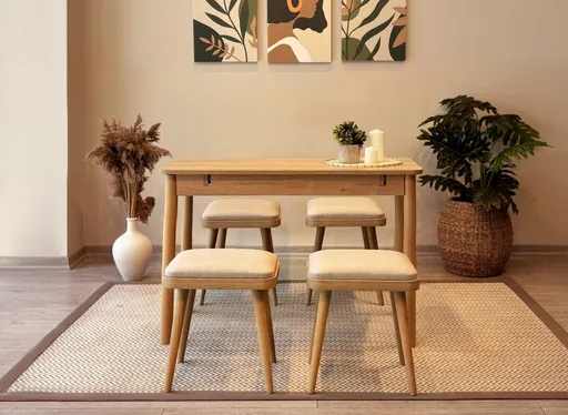 Jídelní set s rozkládacím stolem a židlemi (5 kusů) Vina Mini 05 1005 - Oak, Cream