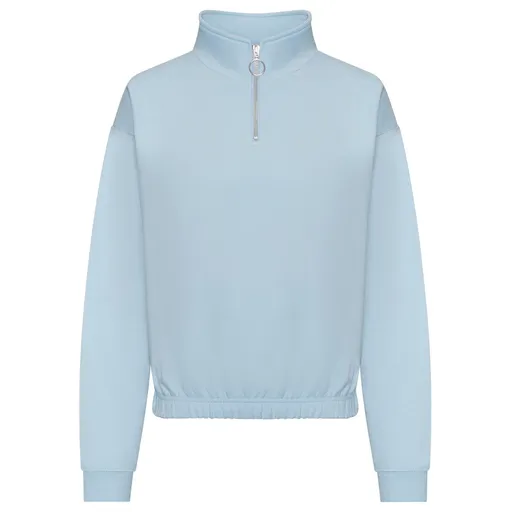 Just Hoods Dámská crop top mikina s krátkým zipem - Nebesky modrá | XS