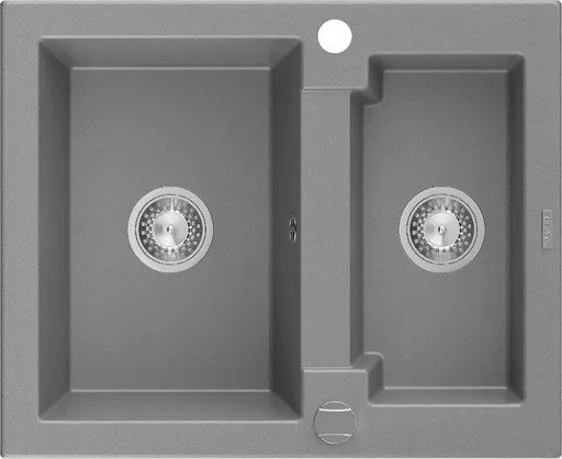 MEXEN Carlos granitový dřez 1.5 582x475 mm, šedý, sifon chrom 6518581500-71
