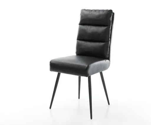 Jídelní židle Pela-Flex černá pravá kůže zúžená podnož černá