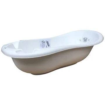 Dětská vanička Lorelli 100 CM se zátkou + Protiskluzová podložka BEAR WHITE (10130480092)