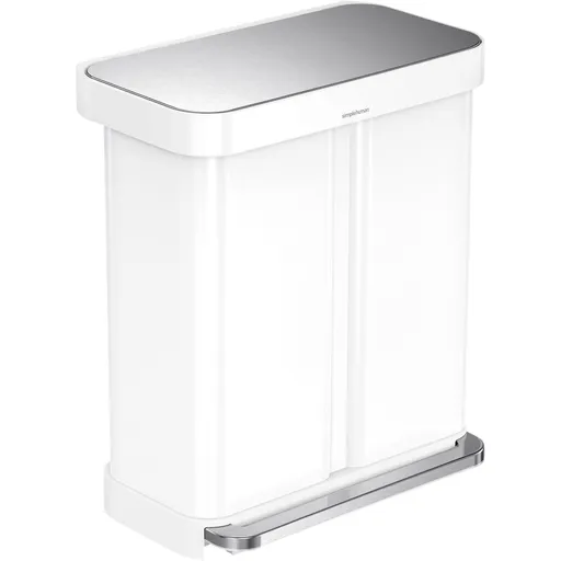 Simplehuman Pedálový odpadkový koš na tříděný odpad 58 l, bílá