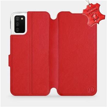 Kožené flip pouzdro Samsung Galaxy A02s - Červené -  Red Leather (5903516654758)