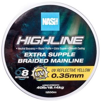 Nash splétaná šňůra highline extra supple braid uv yellow 1200 m - 0,35 mm 18,14 kg