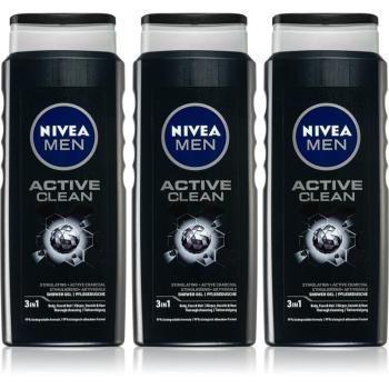 NIVEA MEN Active Clean sprchový gel pro muže výhodné balení 3 x 500 ml