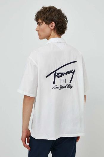 Bavlněná košile Tommy Jeans bílá barva, relaxed, DM0DM19139