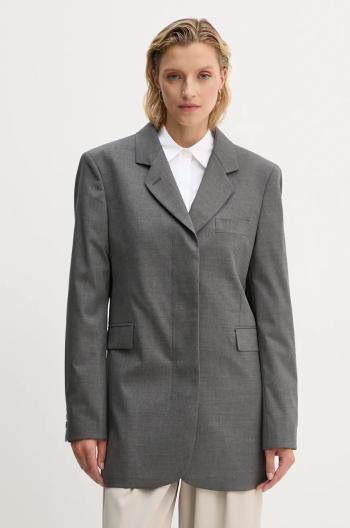 Blazer s příměsí vlny Remain Boxy Blazer šedá barva, 5018971959