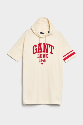 MIKINOVÉ ŠATY GANT COLLEGIATE HEART HOODIE DRESS EGGSHELL