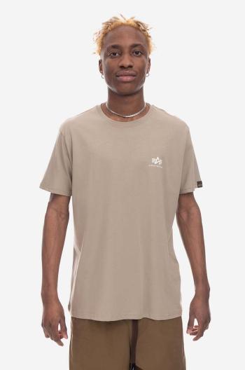 Bavlněné tričko Alpha Industries Basic T Small Logo béžová barva, 188505.679-beige