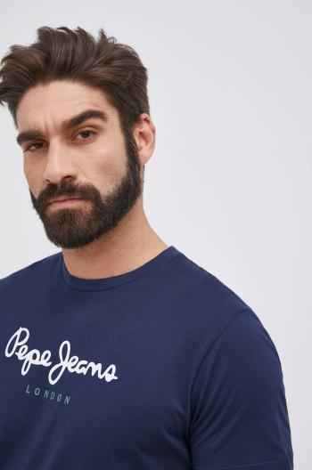 Bavlněné tričko Pepe Jeans Eggo N tmavomodrá barva, s potiskem, PM508208.595