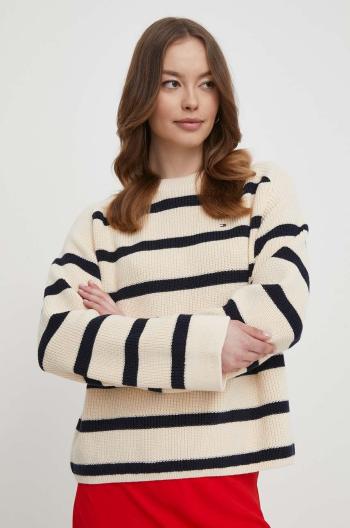 Bavlněný svetr Tommy Hilfiger béžová barva, hřejivý, WW0WW40751