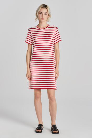 ŠATY GANT STRIPED SS T-SHIRT DRESS BRIGHT RED