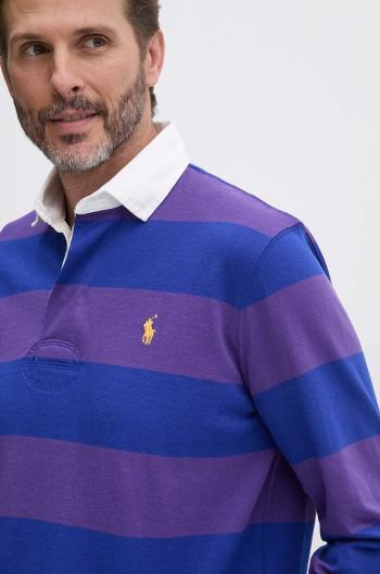 Bavlněné tričko s dlouhým rukávem Polo Ralph Lauren fialová barva