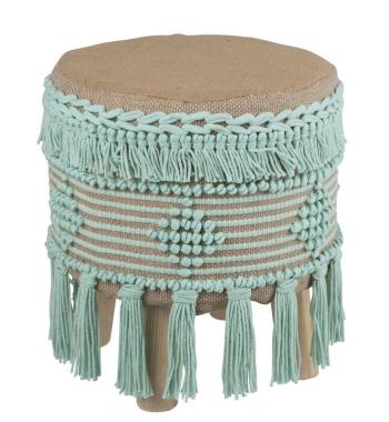 Béžovo - mintová stolička / podnožka Fringe mint - Ø 37*45cm 94931