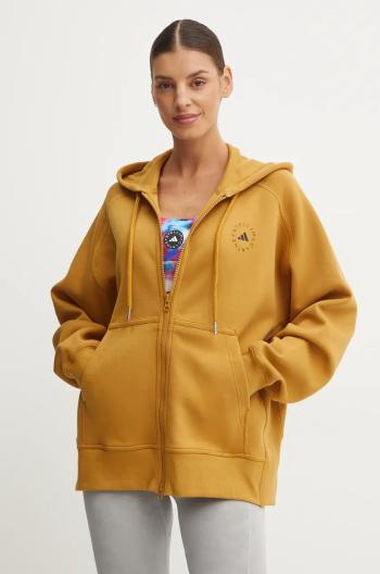 Mikina adidas by Stella McCartney dámská, hnědá barva, s kapucí, hladká, JF6335