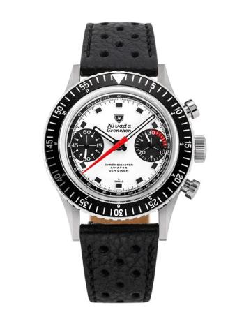 Nivada Grenchen Chronomaster Paul Newman - Inter. Bezel - Manual - Black Racing Strap