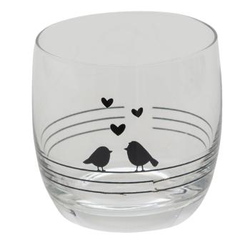 Sklenička na nápoj s ptáčky Love Birds - 8*8 cm / 260 ml 6GL3523