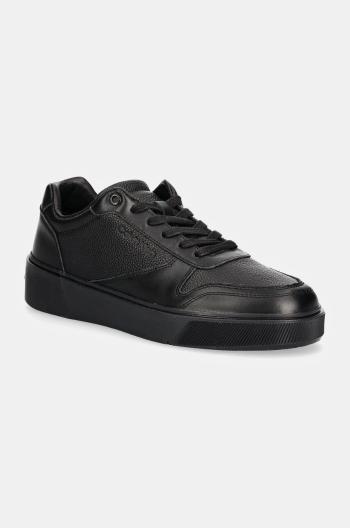 Kožené sneakers boty Calvin Klein LOW TOP LACE UP BSKT LTH černá barva, HM0HM01624