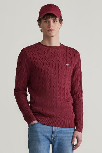 SVETR GANT COTTON CABLE C-NECK WINE RED