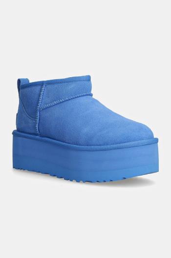 Semišové sněhule UGG Classic Ultra Mini Platform modrá barva, 1135092-BGSK