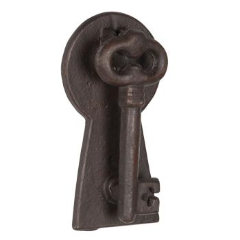 Hnědé litinové klepadlo na dveře klíč Key - 7*3 *13 cm 6Y3177