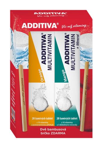 Additiva Multivitamin pomeranč + mango 2x20 šumivých tablet + 2x bambusové brčko