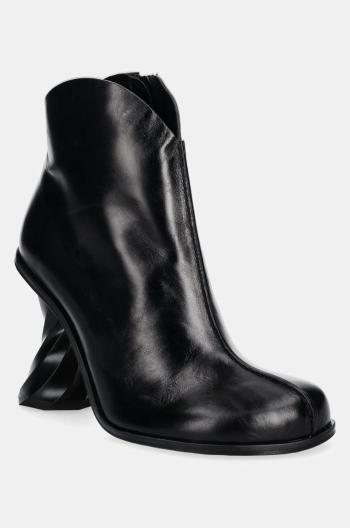 Kožené kotníkové boty JW Anderson Twist Heel dámské, černá barva, na podpatku, ANW43211A