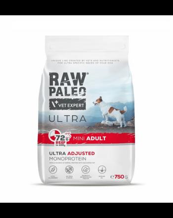 RAW PALEO Ultra Beef Mini Adult 750g pentru caini adulti rasa mica, cu vita