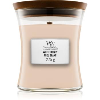 Woodwick White Honey Miel Blanc vonná svíčka s dřevěným knotem 275 g