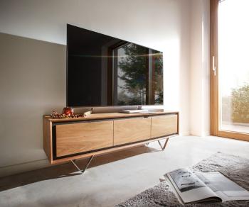TV stolek Stonegrace 145 cm akácie přírodní 3 dvířka