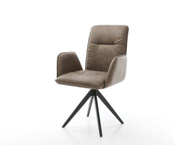 Otočná židle Vinja-Flex taupe vintage křížová podnož hranatá