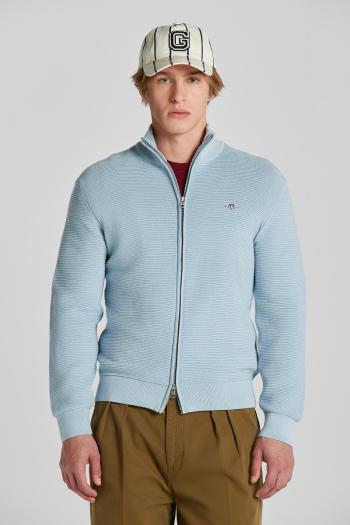 KARDIGAN GANT TEXTURED COTTON FULL ZIP CARDIGAN STORMY SEA