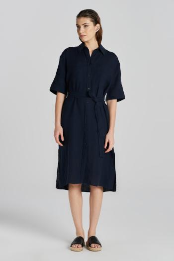 ŠATY GANT REL LINEN SS SHIRT DRESS EVENING BLUE