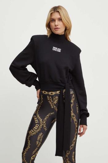 Bavlněná mikina Versace Jeans Couture dámská, černá barva, s aplikací, 77HAI311 F0010