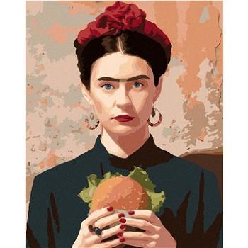 Diamondi - Diamantové malování - FRIDA KAHLO A HAMBURGER, 40x50 cm, Vypnuté plátno na rám (604218B)