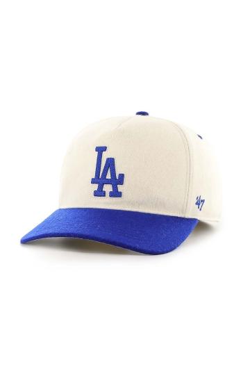 Čepice s vlněnou směsí 47 brand MLB Los Angeles Dodgers béžová barva, s aplikací, B-CHSHT12WIP-NT