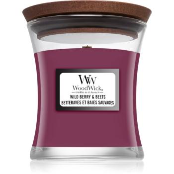 Woodwick Wild Berry & Beets vonná svíčka s dřevěným knotem 85 g