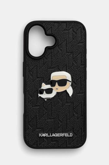 Obal na telefon Karl Lagerfeld iPhone 16 6.1 černá barva, KLHCP16SPGKLKCPK