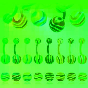 Piercing do pupku - farebné vlnky - Farba piercing: Ružová