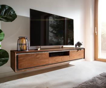 TV stolek Stonegrace 175 cm akácie hnědá kamenina 2 dvířka 1