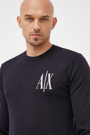 Vlněný svetr Armani Exchange pánský, tmavomodrá barva, lehký