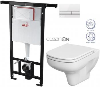 ALCADRAIN Jádromodul předstěnový instalační systém s bílým tlačítkem M1710 + WC CERSANIT CLEANON COLOUR + SEDÁTKO AM102/1120 M1710 CN1