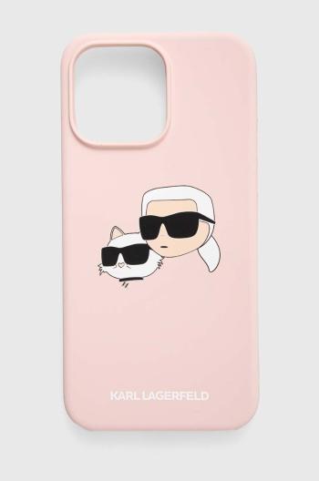 Obal na telefon Karl Lagerfeld iPhone 15 Pro Max 6.7 růžová barva, KLHMP15XSKCHPPLP