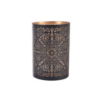 InDecor Suport de lumânări din metal Mandala negru, 12 x 18 cm, M