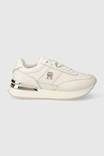 Kožené sneakers boty Tommy Hilfiger TH ELEVATED FEMININE RUNNER HW bílá barva, FW0FW07830