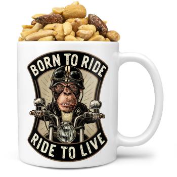 Hrnek Born to ride (Náplň hrníčku: Směs slaných oříšků)