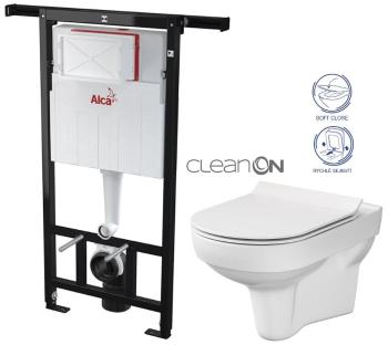 ALCADRAIN Jádromodul předstěnový instalační systém bez tlačítka + WC CERSANIT CITY NEW CLEANON + WC SEDÁTKO SLIM AM102/1120 X CI2